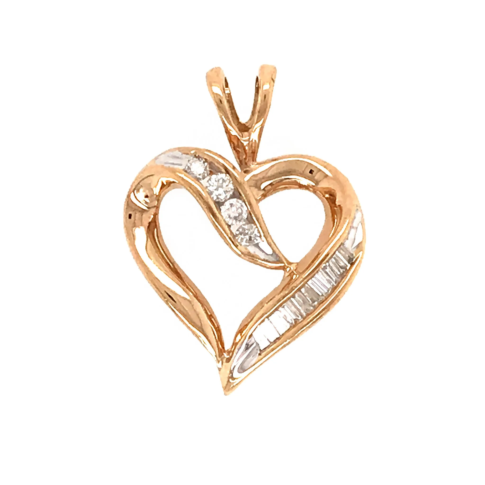 10k Yellow Gold Heart Diamond Pendant