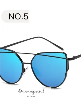 17 Colors Metal Sunglasses Women Luxury Cat Eye Mirror Rose Gold Vintage Cateye Sun Glasses