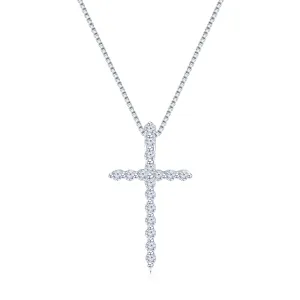 18K White Gold Diamond Cross Pendant