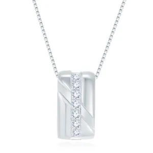 18K White Gold Rollo Design Diamond Pendant