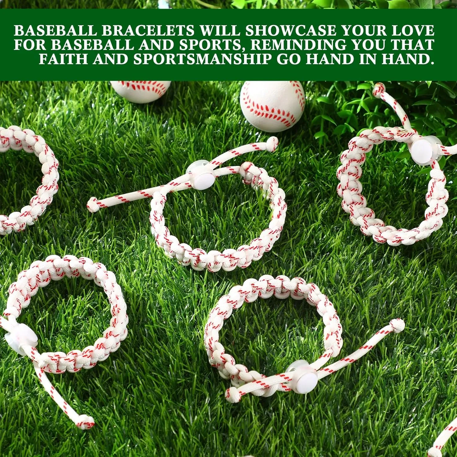 24 Pcs Bracelet Adjustable Handmade Braided Bracelet Wristbands Inspirational Sport Accessories Gift for Teams Player Women Men Birthday Jewelry Accessories