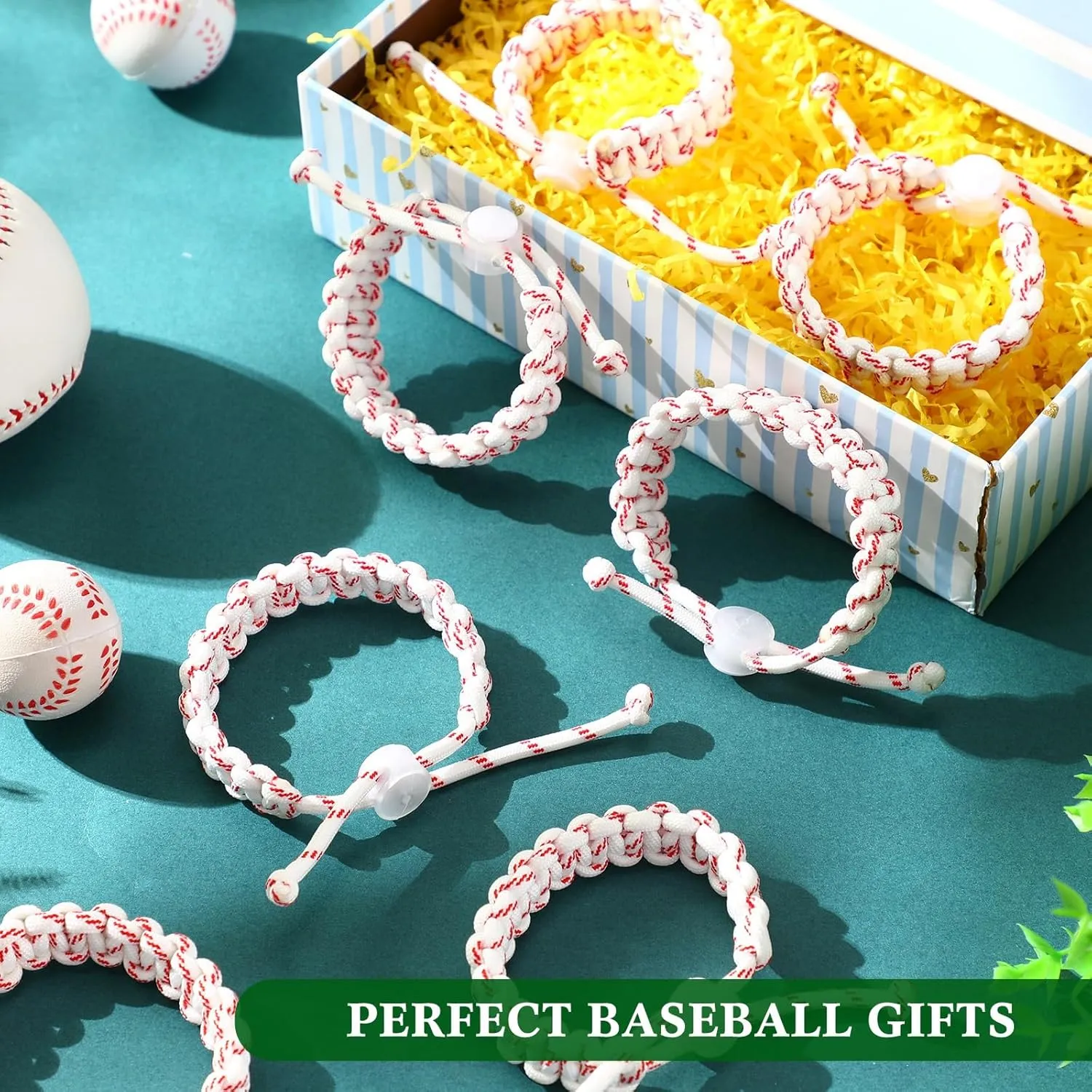 24 Pcs Bracelet Adjustable Handmade Braided Bracelet Wristbands Inspirational Sport Accessories Gift for Teams Player Women Men Birthday Jewelry Accessories