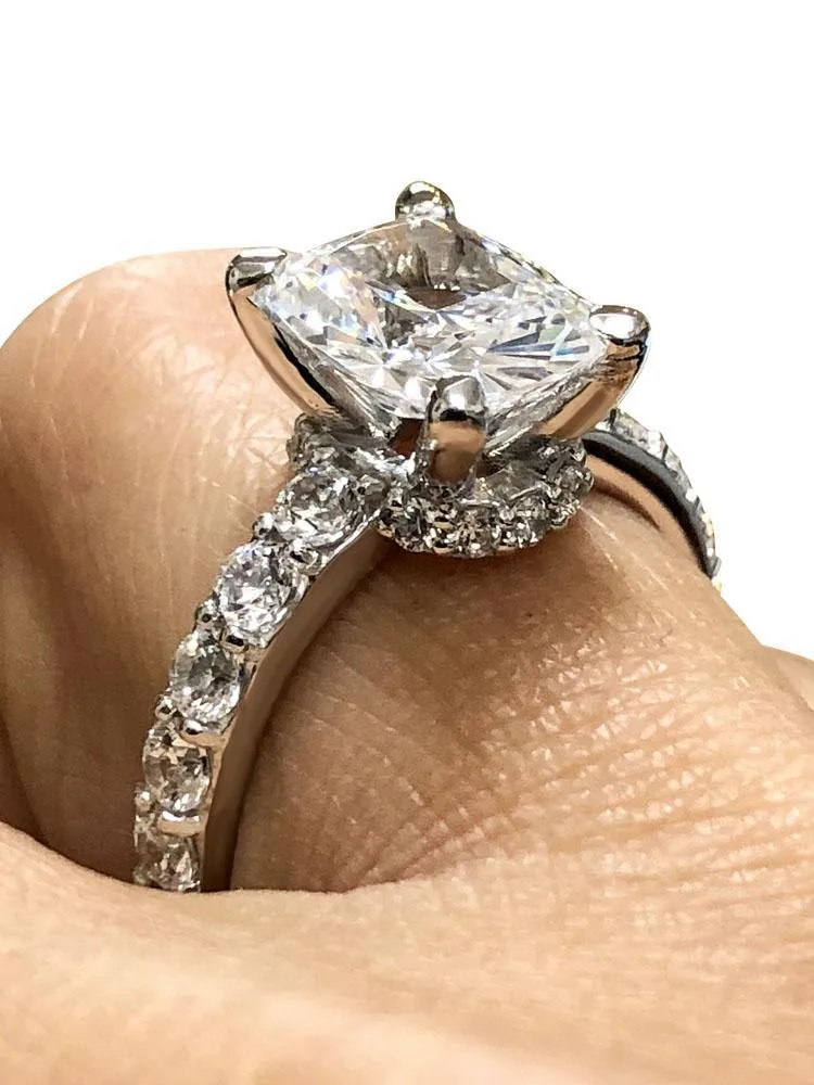 4 Carat Elongated Cushion cut Cubic Zirconia Engagement Ring