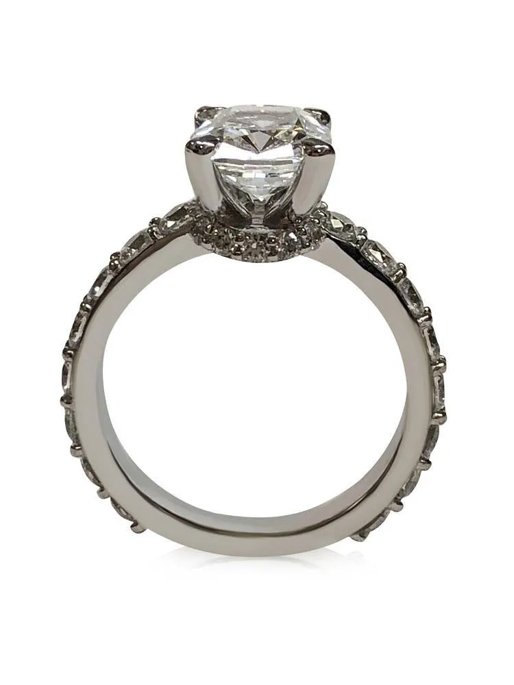 4 Carat Elongated Cushion cut Cubic Zirconia Engagement Ring