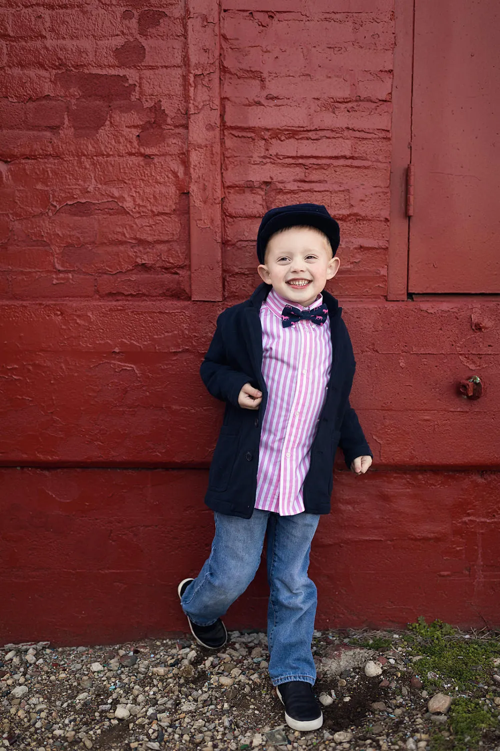 Boys Pink Horses Bow Tie