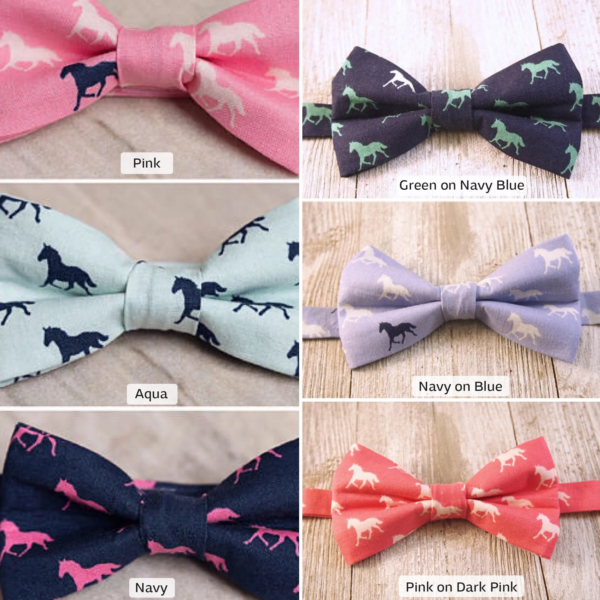 Boys Pink Horses Bow Tie