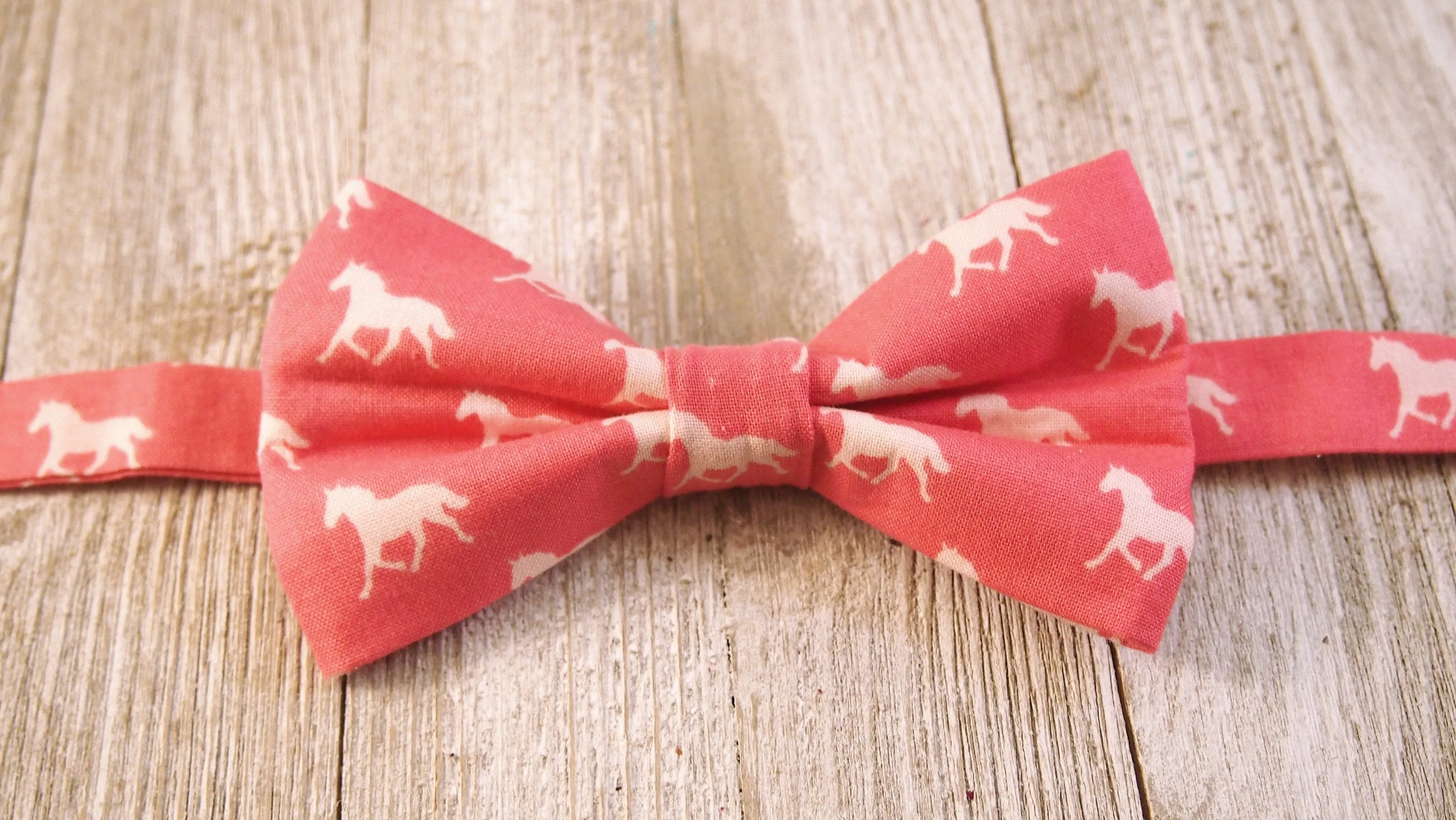 Boys Pink Horses Bow Tie