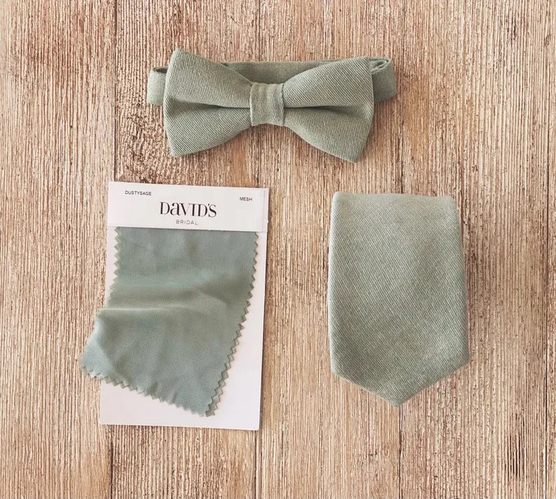 Dusty Sage Linen Pre-Tied Bow Tie