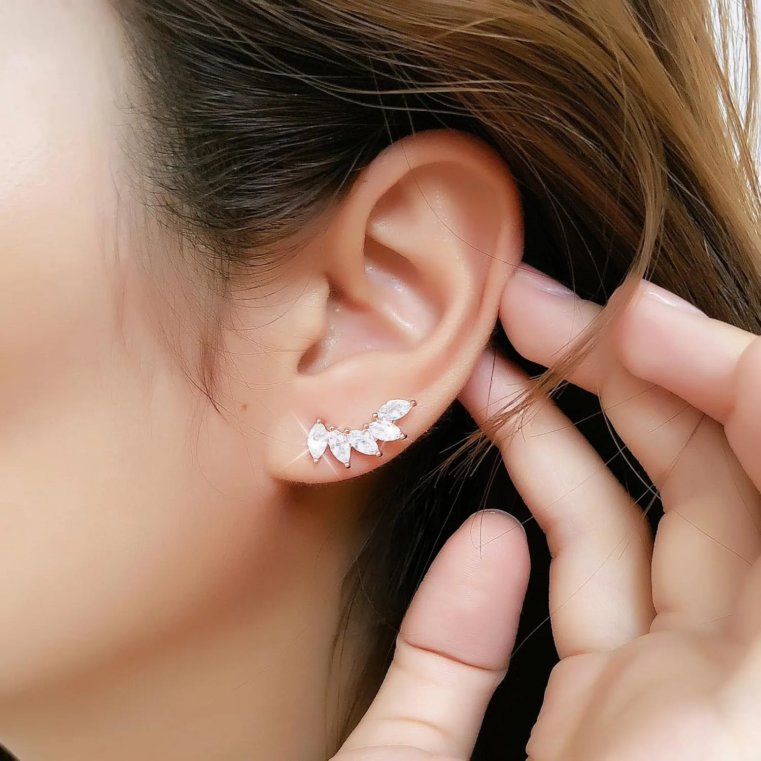Flat Back Earrings for Women Cubic Zirconia Stud Earrings Gold Cartilage Earrings Screw Back Earrings
