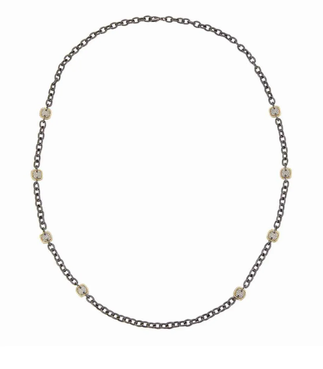 Gunmetal w/ Pave Station Necklace