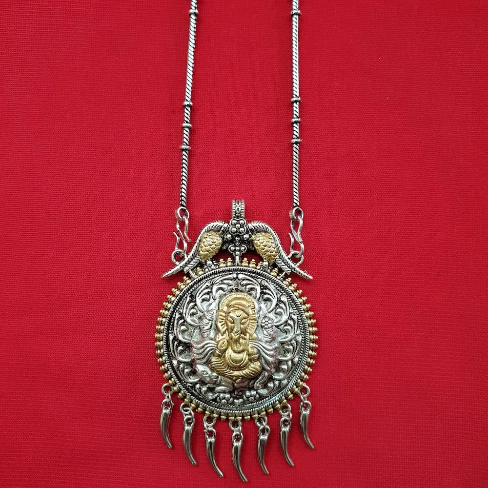 Imeora Dual Tone Ganpati Pendant With Hangings