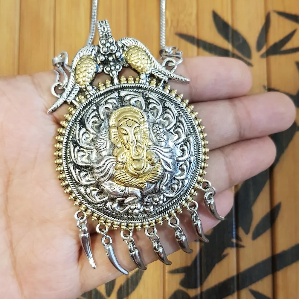 Imeora Dual Tone Ganpati Pendant With Hangings