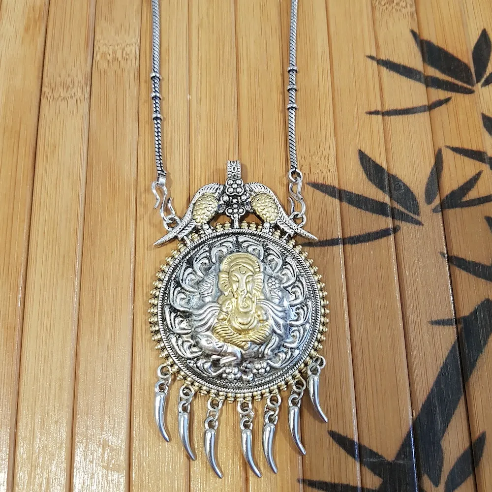Imeora Dual Tone Ganpati Pendant With Hangings