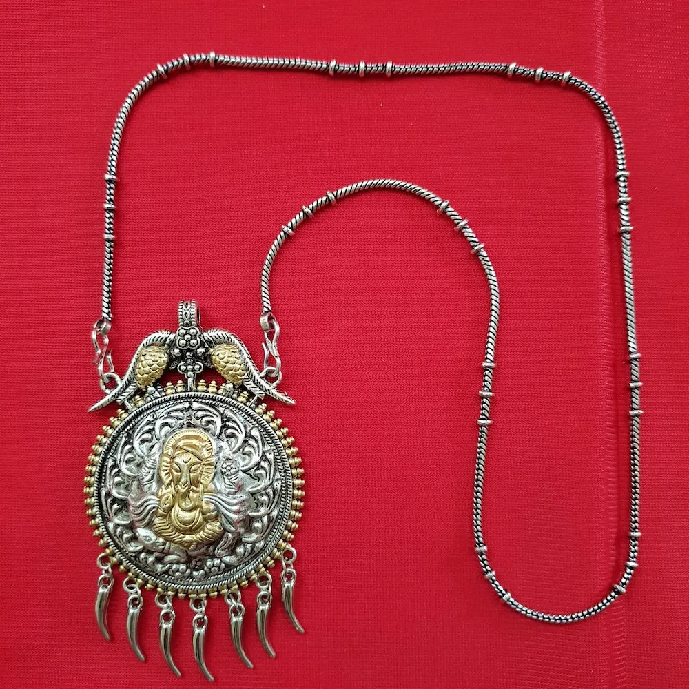 Imeora Dual Tone Ganpati Pendant With Hangings