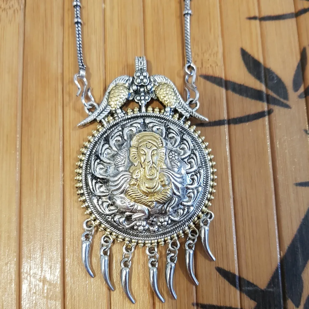 Imeora Dual Tone Ganpati Pendant With Hangings