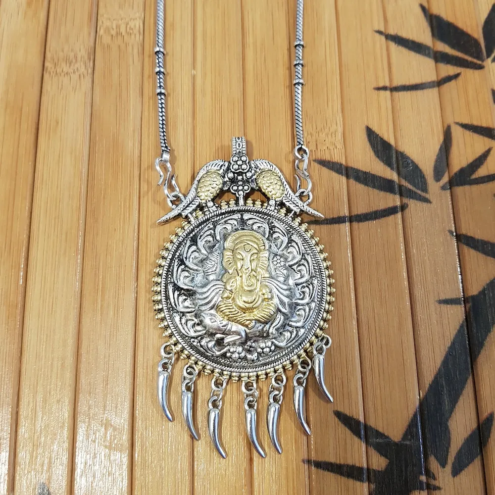 Imeora Dual Tone Ganpati Pendant With Hangings