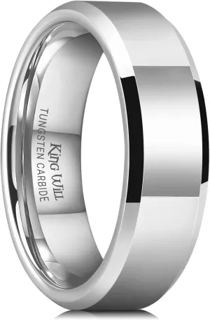King Will BASIC Men Women 4mm/5mm/6mm/7mm/8mm Tungsten Rings Polished Wedding Band Engagement Anniversary Band Comfort Fit