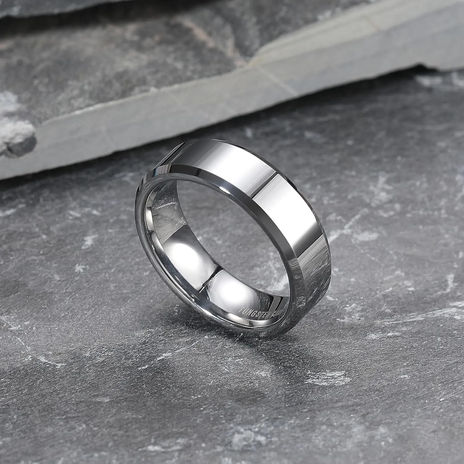 King Will BASIC Men Women 4mm/5mm/6mm/7mm/8mm Tungsten Rings Polished Wedding Band Engagement Anniversary Band Comfort Fit