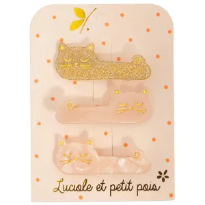 Luciole Et Petit Pois | Cat Hair Clip Trio Gift Box in Glitter, Plain, & Mother of Pearl