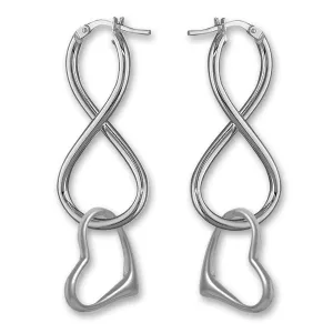 NEW: Infinity Hoops With Floating Love Hearts, Infinity Heart Hoop Earrings