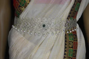 Exquisite One Gram Gold-Plated Vaddanam with Sparkling American Diamonds