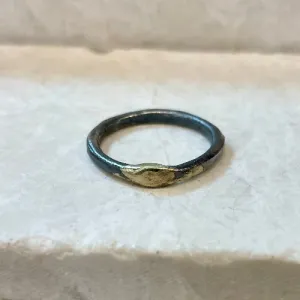 R7 - Gold-Gilded Sterling Silver Oxidized Ring