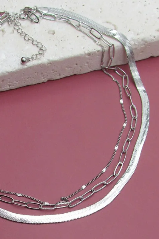 The Anabelle Layered Herringbone Chain Necklace