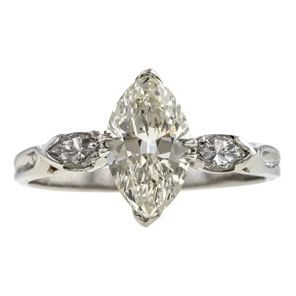 Vintage Engagement Ring, MQ 1.25ct