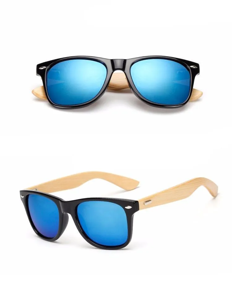 West Louis Retro Bamboo Wood Classic Wayfarer Style Sunglasses