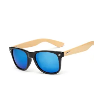 West Louis Retro Bamboo Wood Classic Wayfarer Style Sunglasses