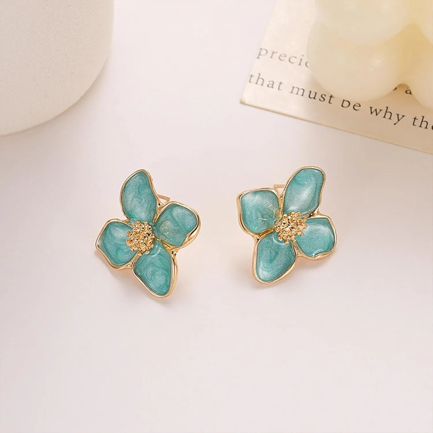 White Flower Earrings Unique Spring Earrings for Women Big Floral Earring Statement Flower Jewelry Gift